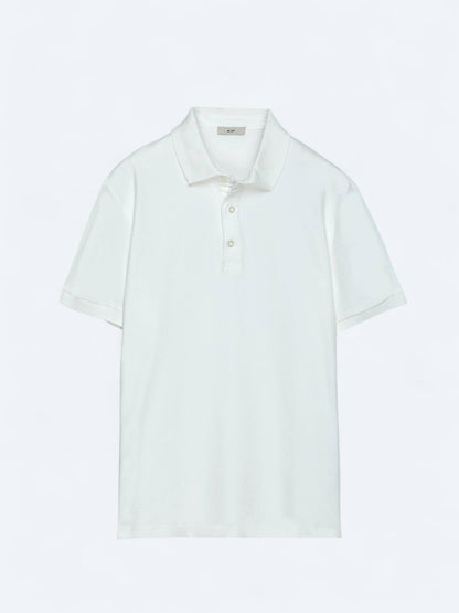 Ecru Polo-Shirt mit Stehkragen 100% Baumwolle