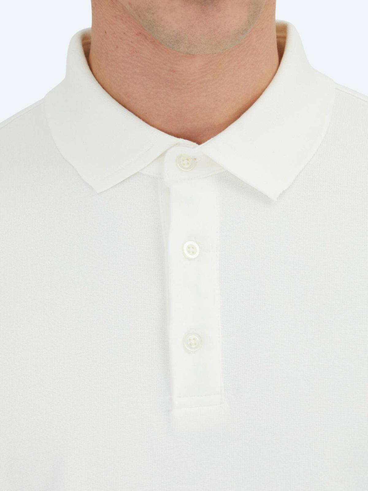 Ecru Polo-Shirt mit Stehkragen 100% Baumwolle