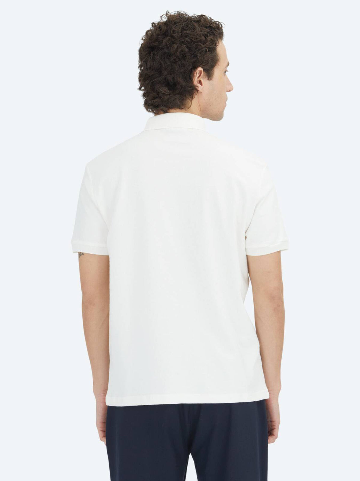 Ecru Polo-Shirt mit Stehkragen 100% Baumwolle