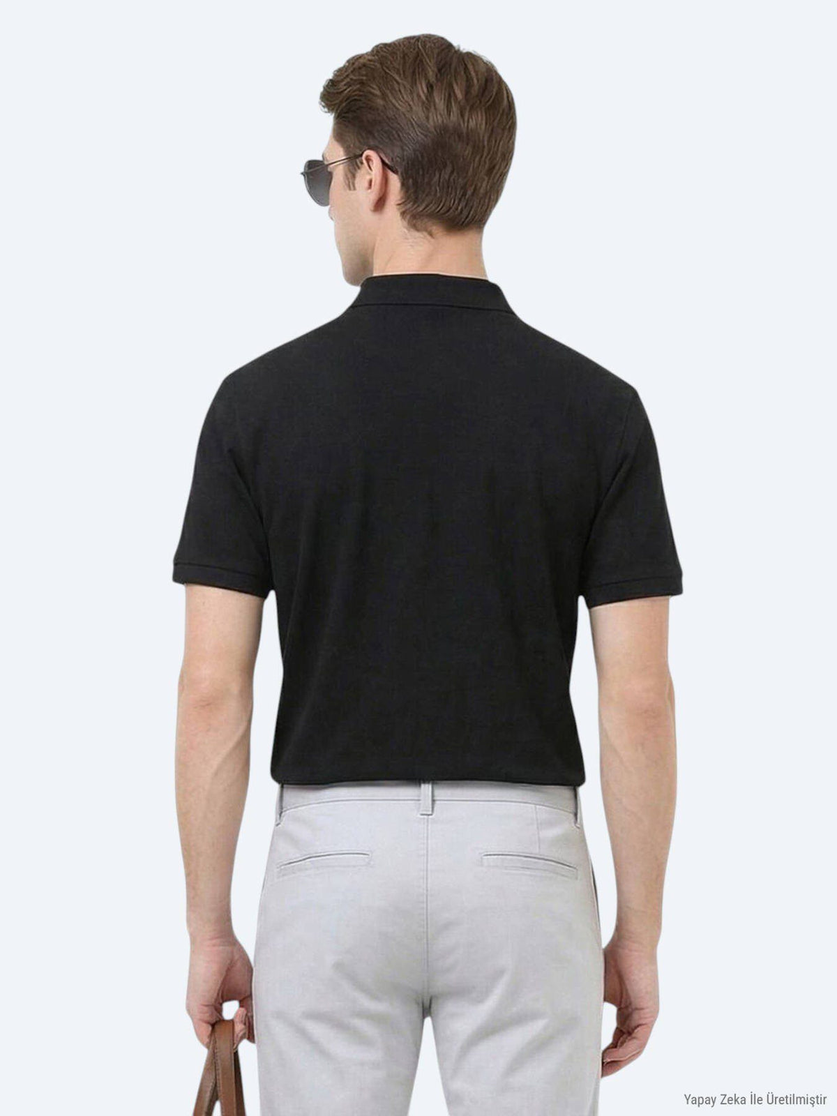Schwarzes, einfarbiges Polo-Shirt aus 100 % Baumwolle