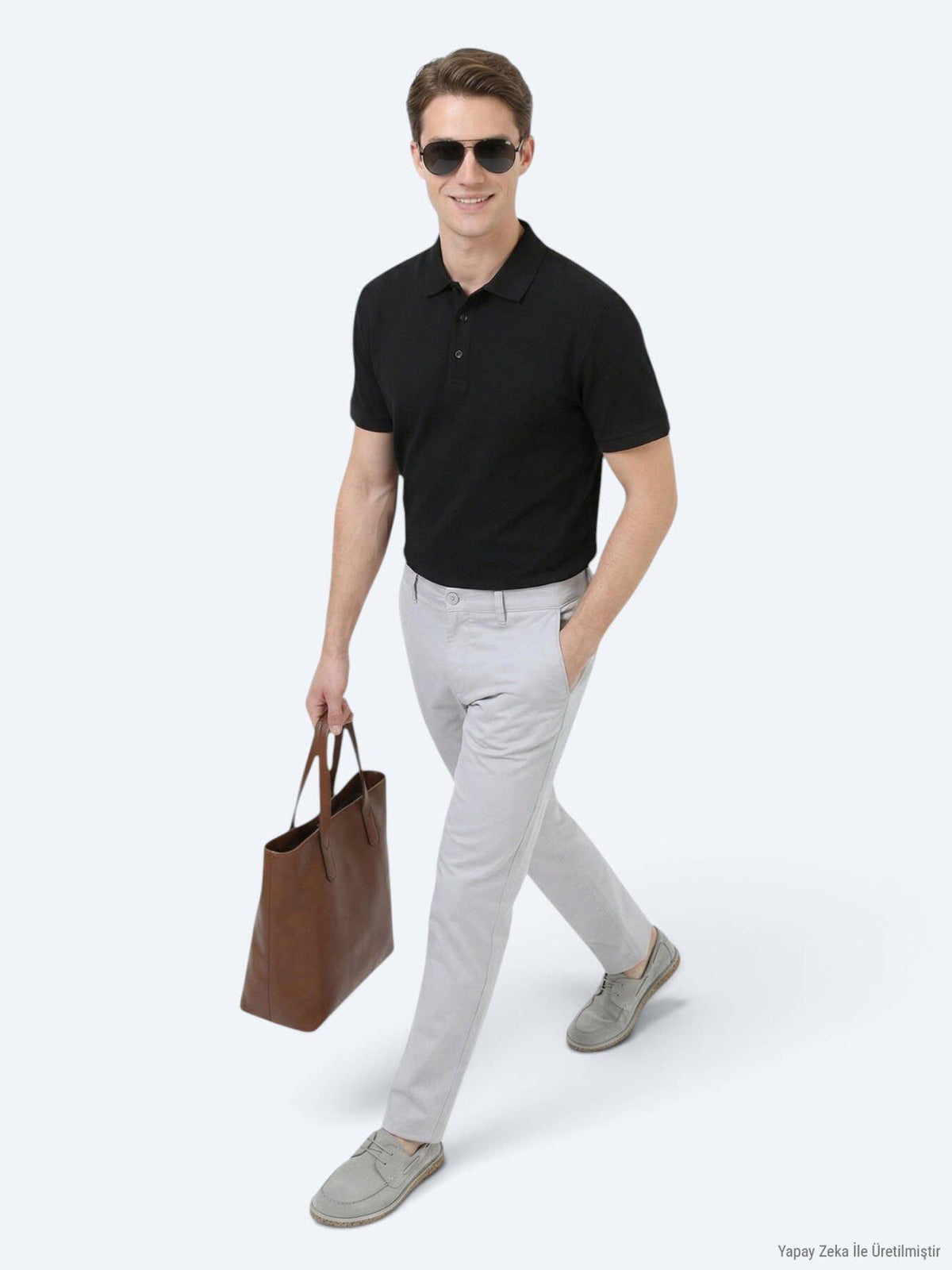Schwarzes, einfarbiges Polo-Shirt aus 100 % Baumwolle