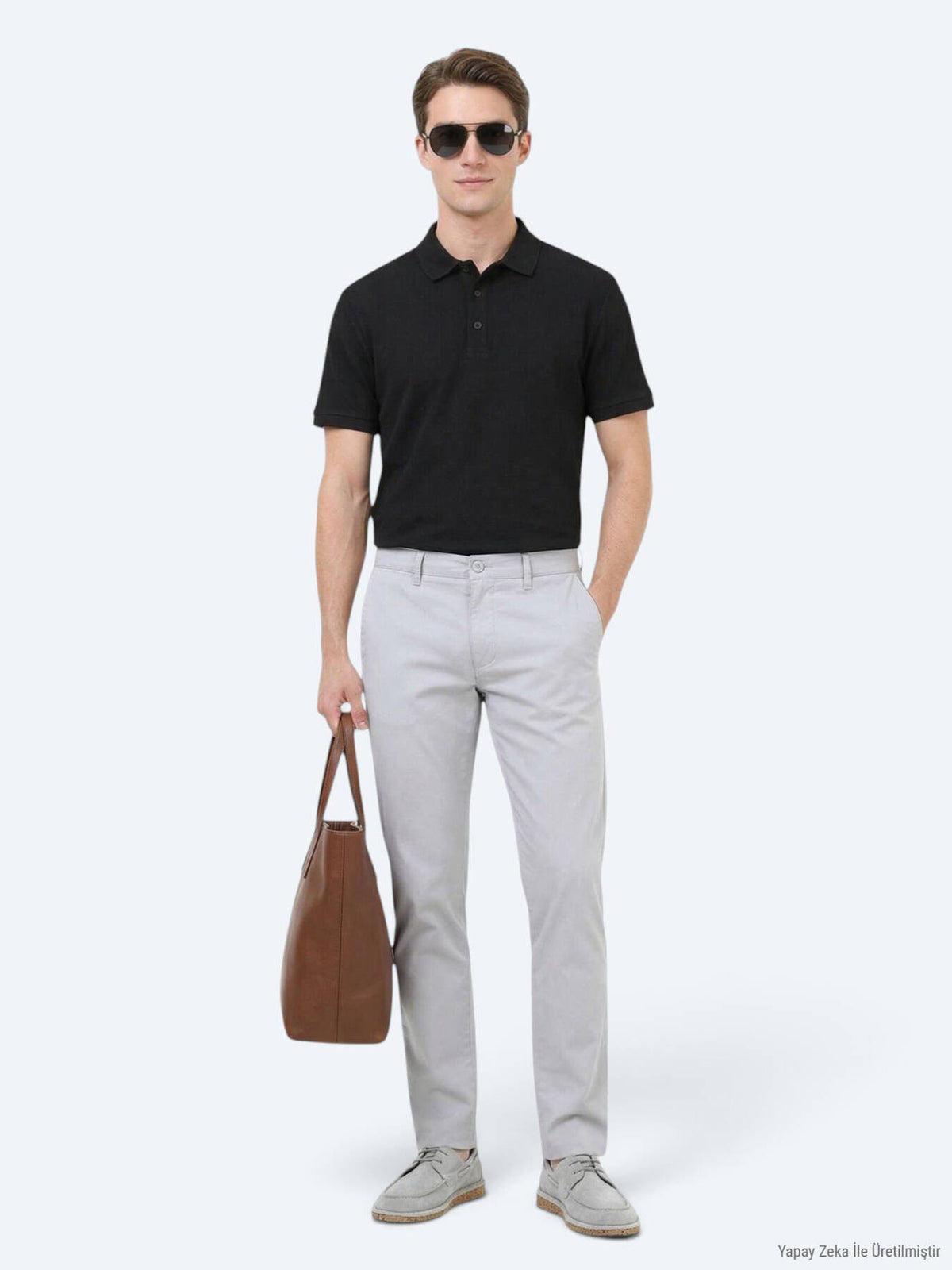 Schwarzes, einfarbiges Polo-Shirt aus 100 % Baumwolle