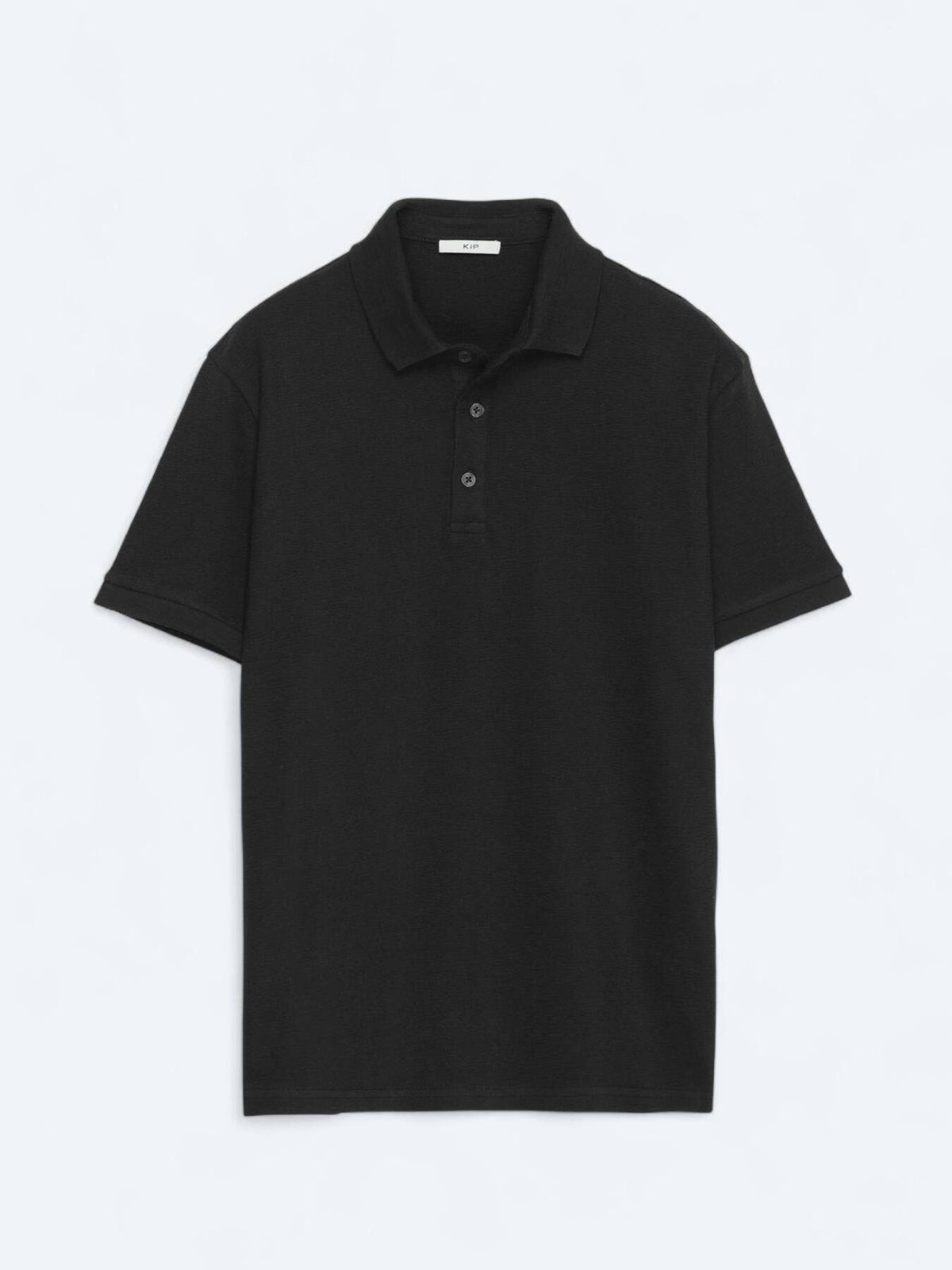 Schwarzes, einfarbiges Polo-Shirt aus 100 % Baumwolle