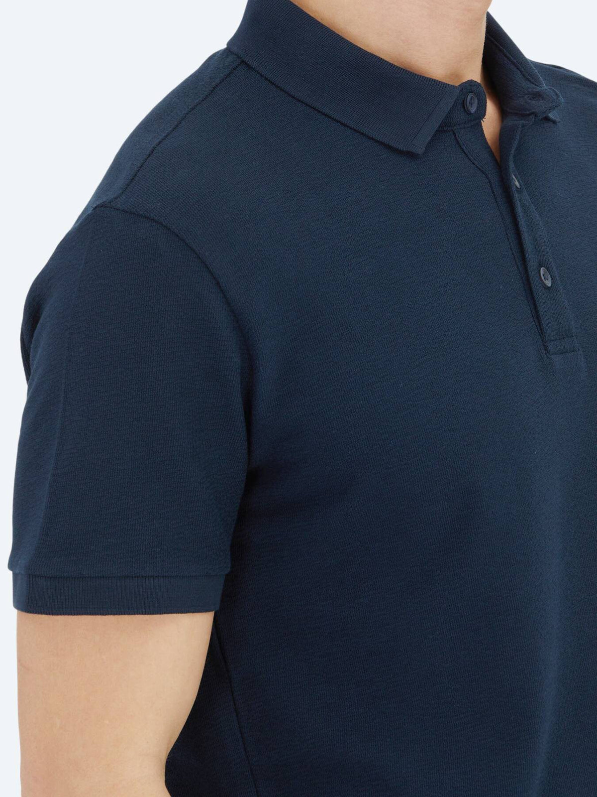 Marineblaues, einfarbiges Polo-Shirt aus 100 % Baumwolle