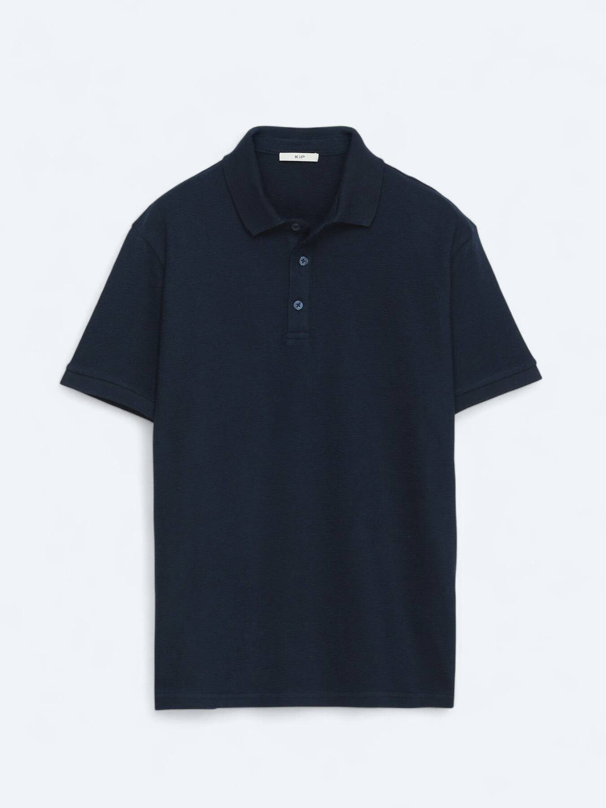 Marineblaues, einfarbiges Polo-Shirt aus 100 % Baumwolle