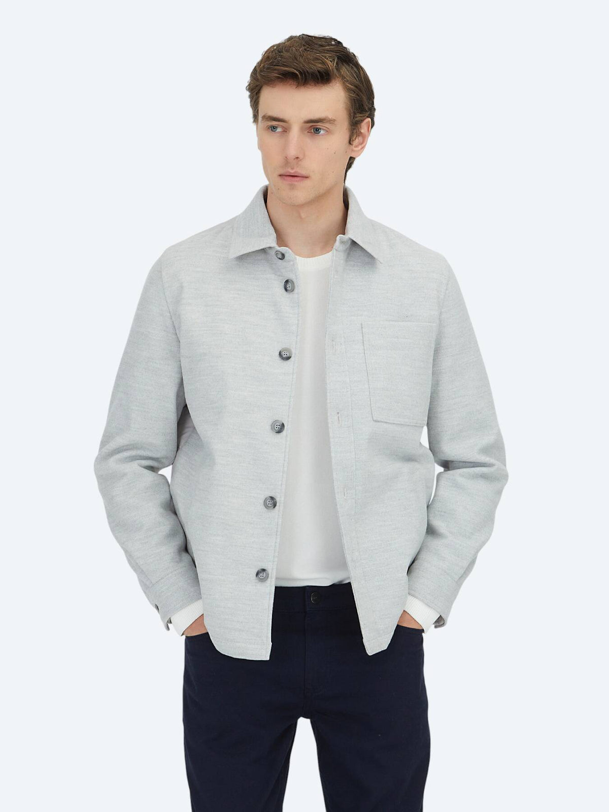Grau Regular Fit Wollmisch-Blazer