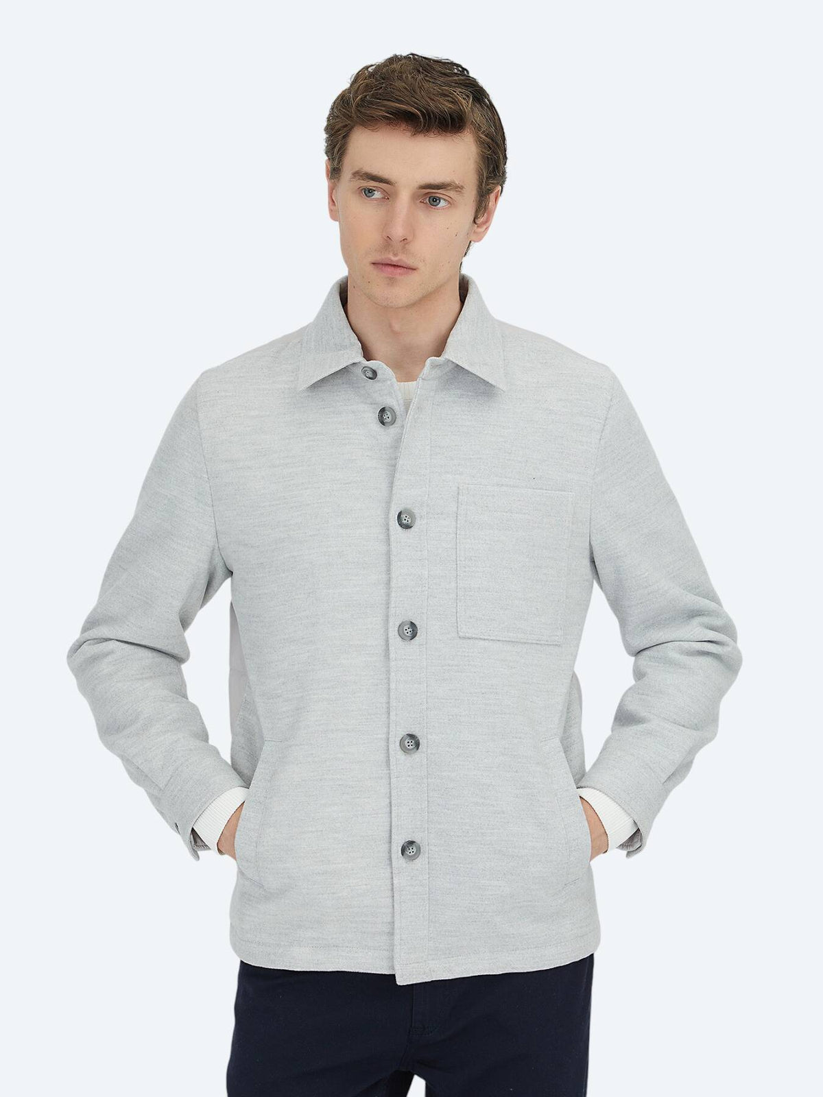 Grau Regular Fit Wollmisch-Blazer