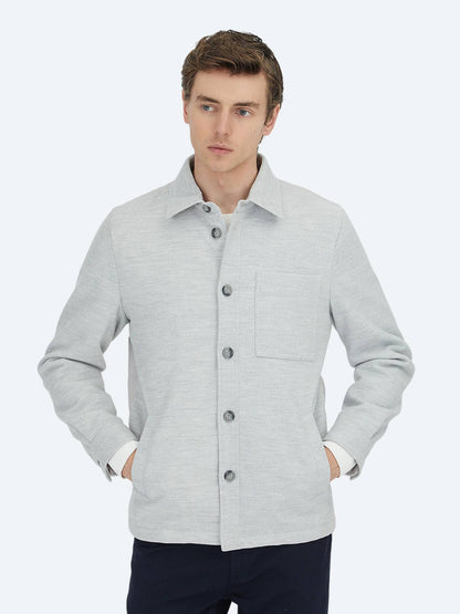 Grau Regular Fit Wollmisch-Blazer