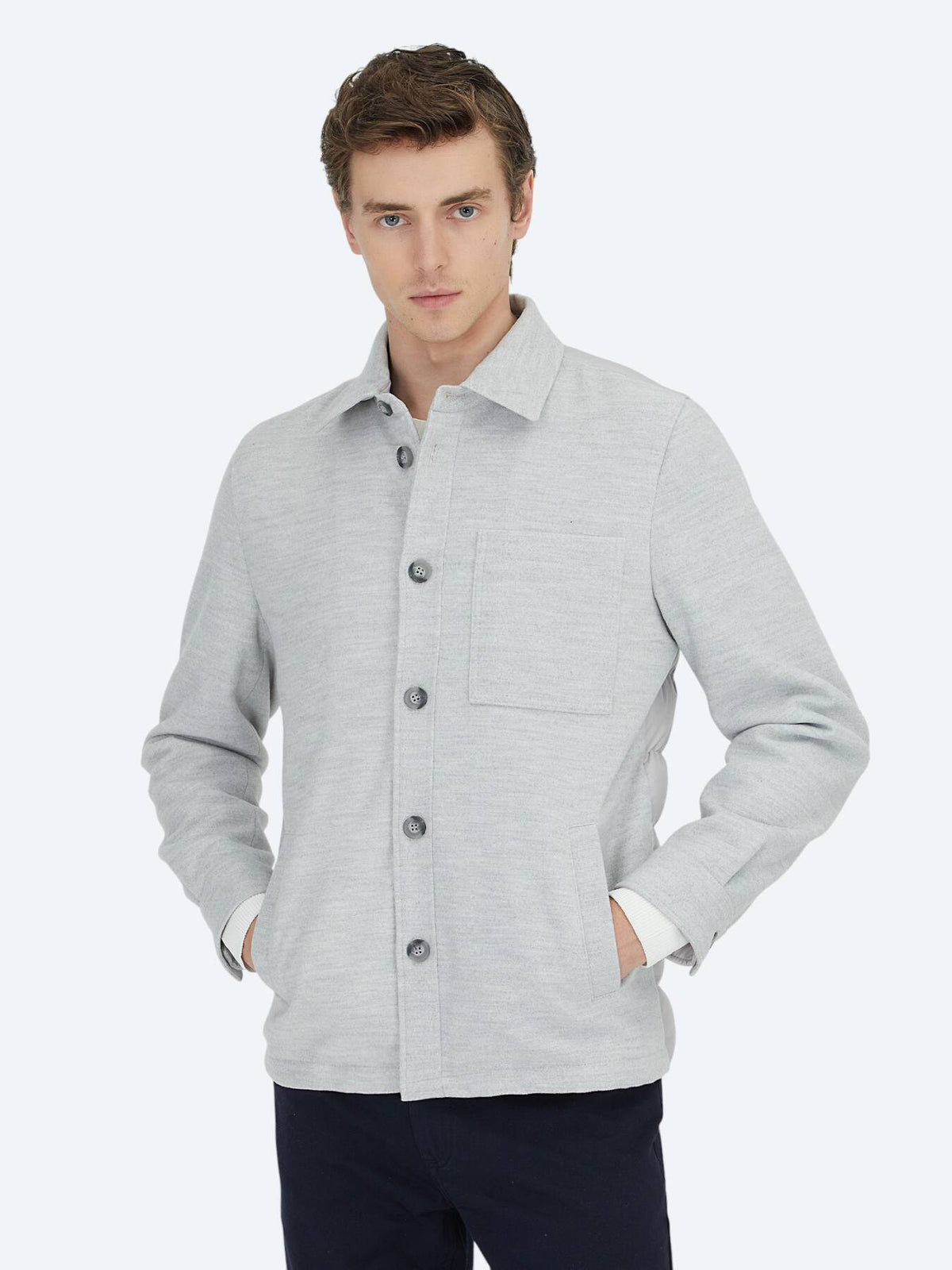 Grau Regular Fit Wollmisch-Blazer