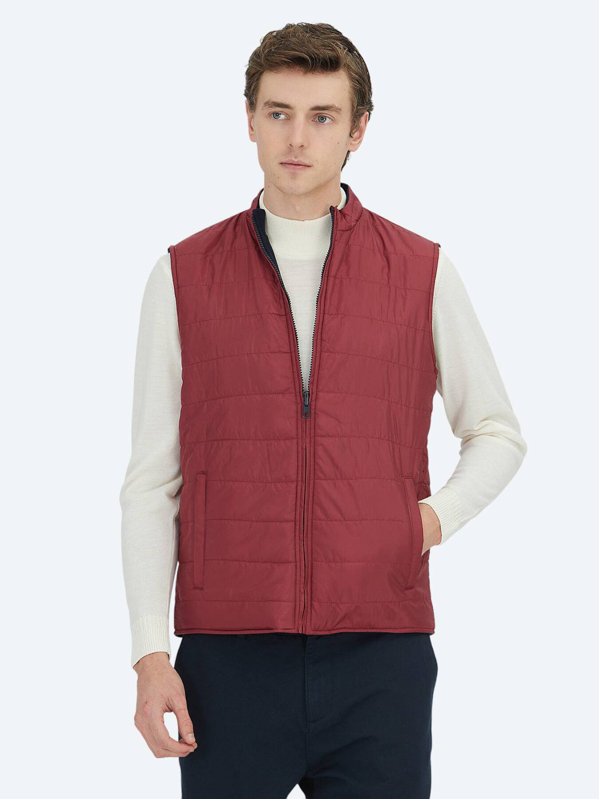 Rote Regular Fit Rollkragen Strickweste