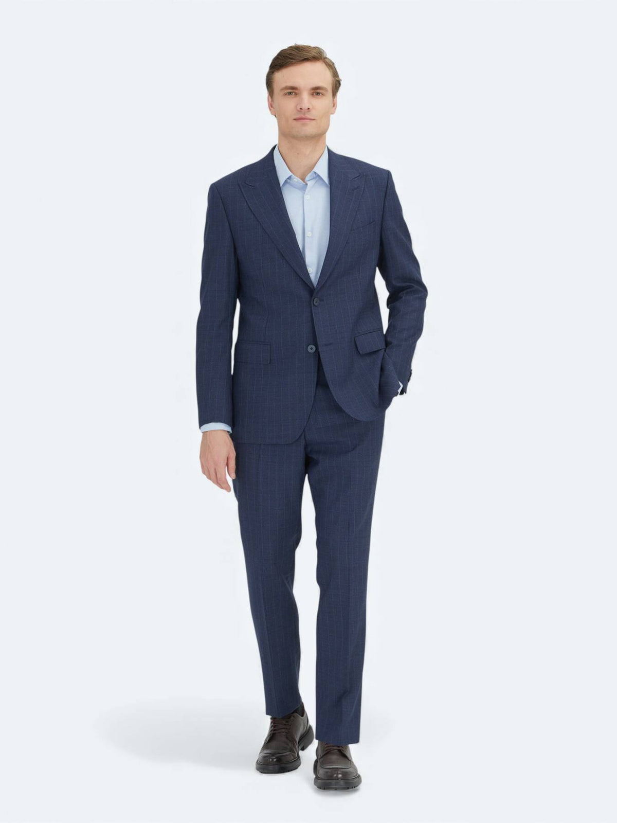 Marineblau Modern Fit Wollanzug