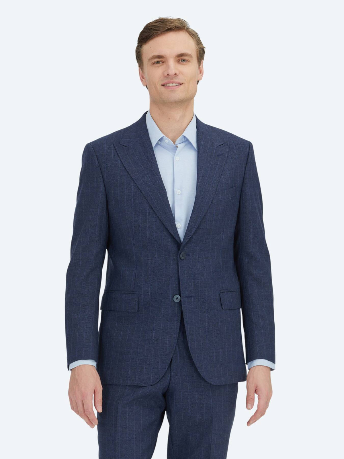 Marineblau Modern Fit Wollanzug