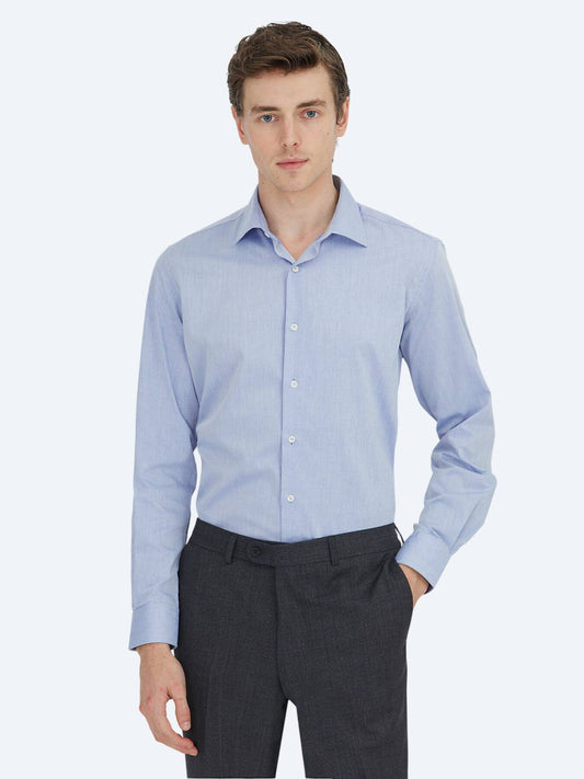 Helles Marineblau Regular Fit Baumwollhemd