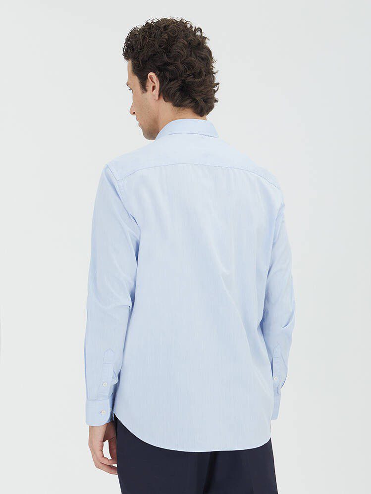 Blaues Regular Fit Baumwollhemd, klassisch