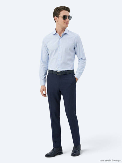 Marineblau Regular Fit Baumwollhemd