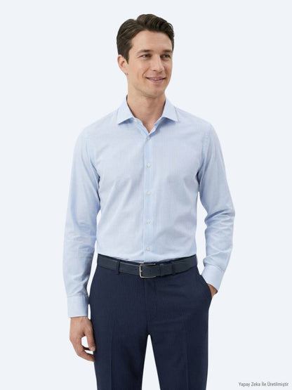 Marineblau Regular Fit Baumwollhemd