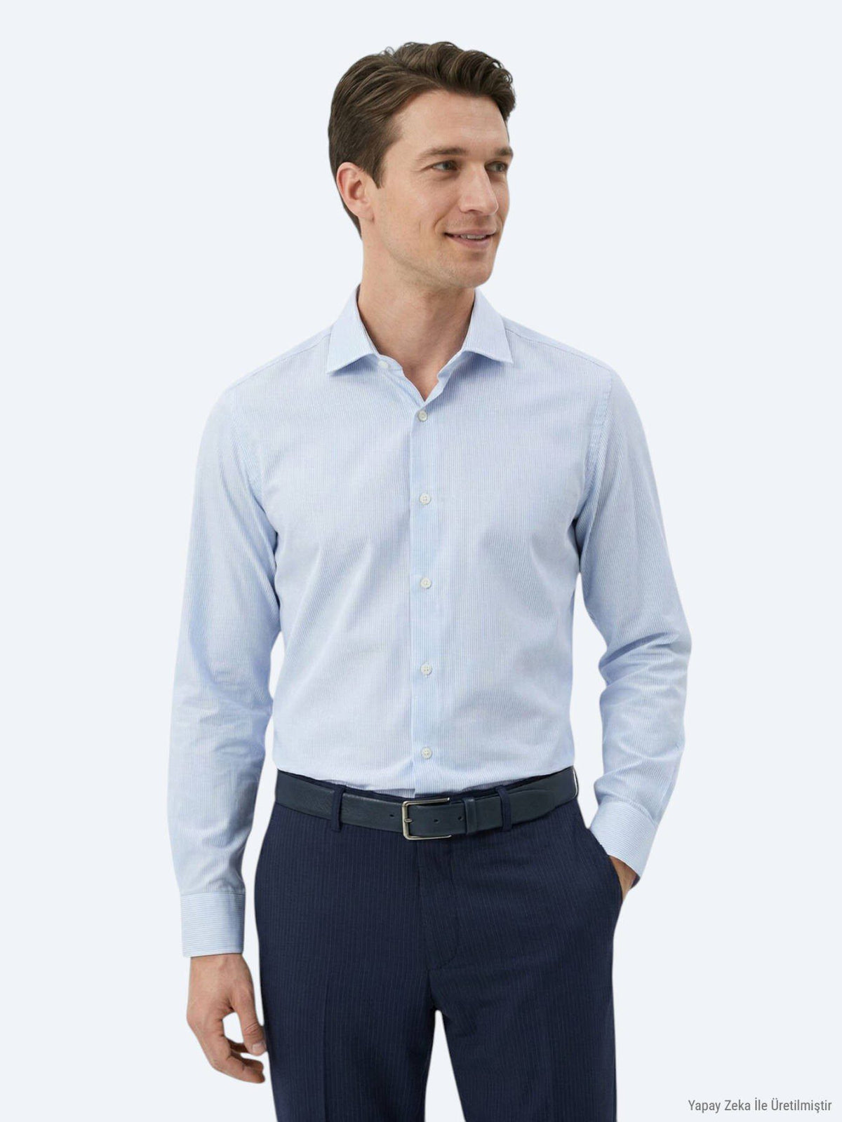 Marineblau Regular Fit Baumwollhemd