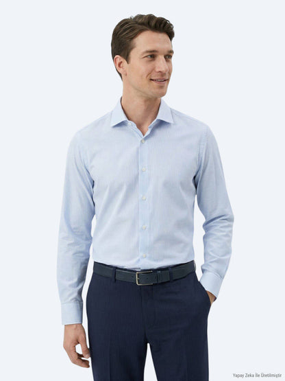 Marineblau Regular Fit Baumwollhemd