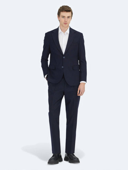 Marineblaue gestreifte Modern Fit Anzug