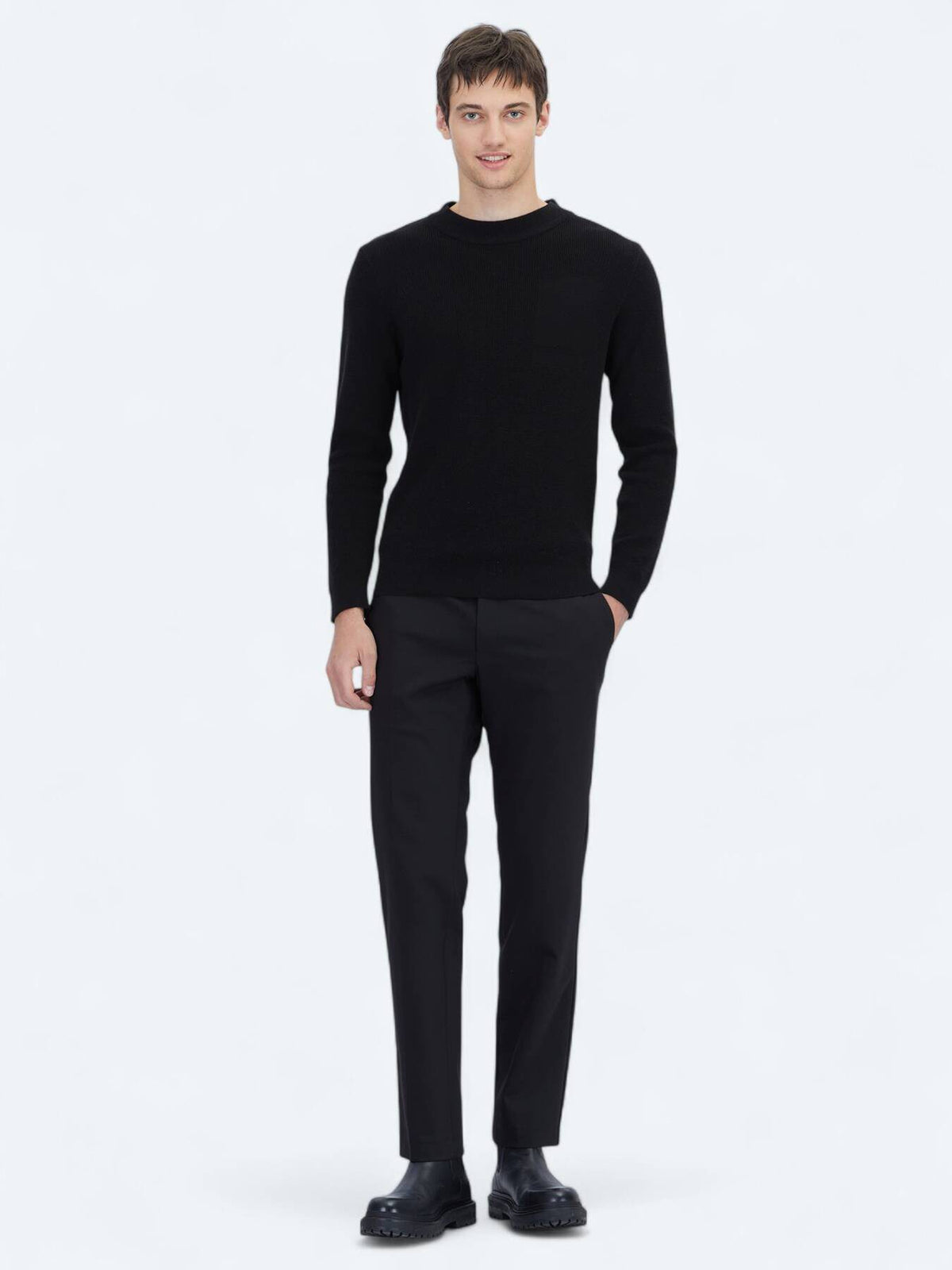 Schwarzes Strick-Sweatshirt