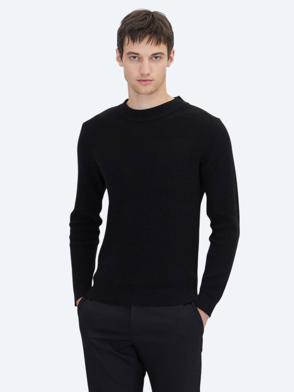 Schwarzes Strick-Sweatshirt