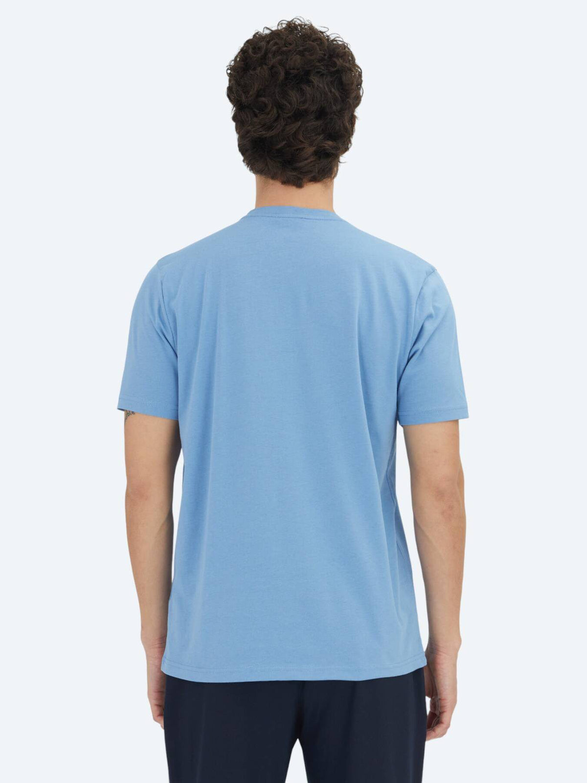 Blaues Unifarbenes Rundhals T-Shirt 100% Baumwolle