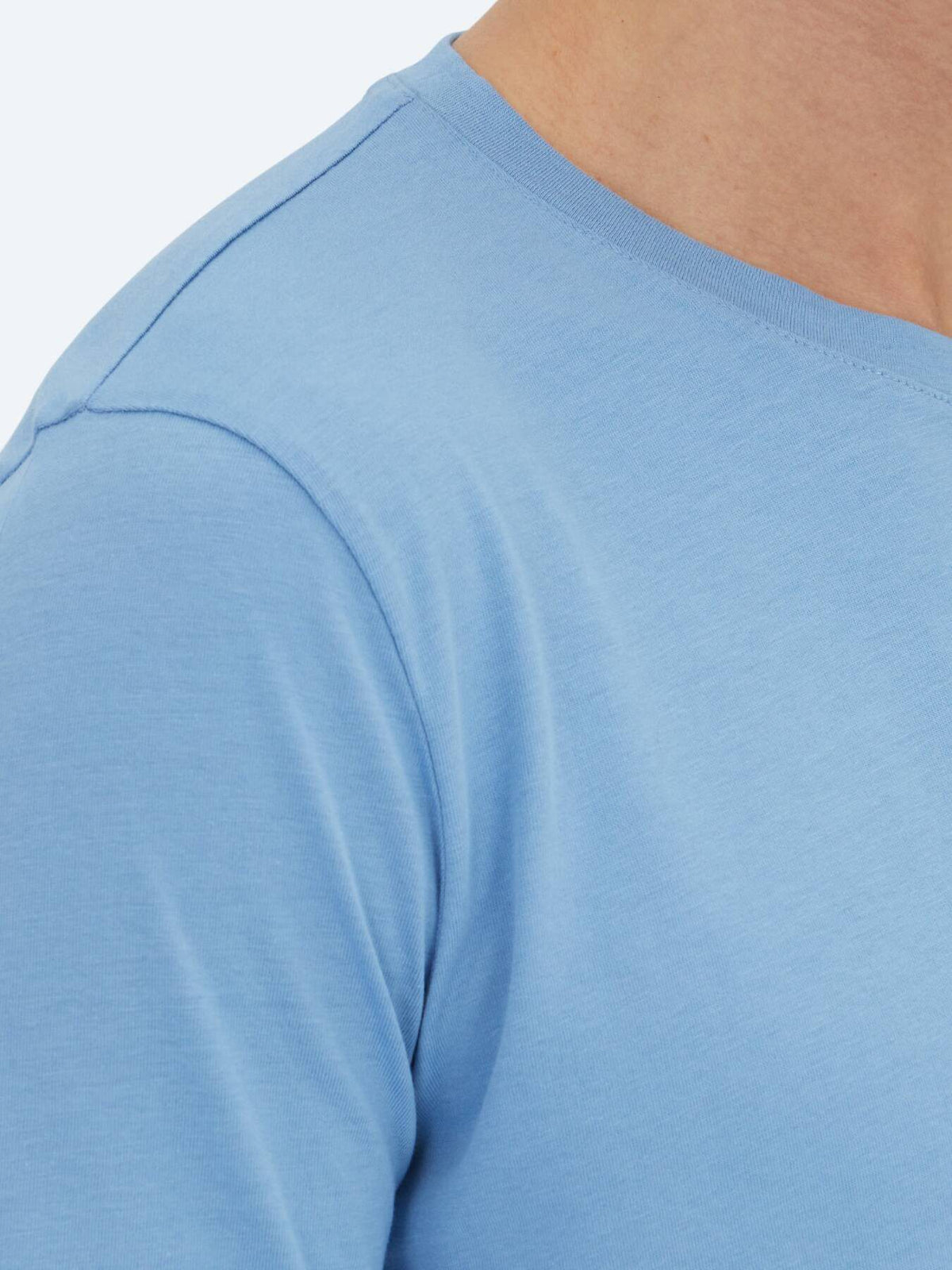 Blaues Unifarbenes Rundhals T-Shirt 100% Baumwolle