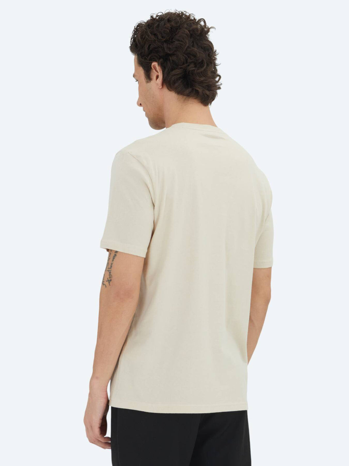 Beige Unifarben Rundhals T-Shirt 100% Baumwolle