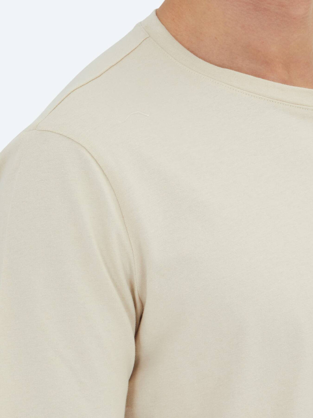 Beige Unifarben Rundhals T-Shirt 100% Baumwolle