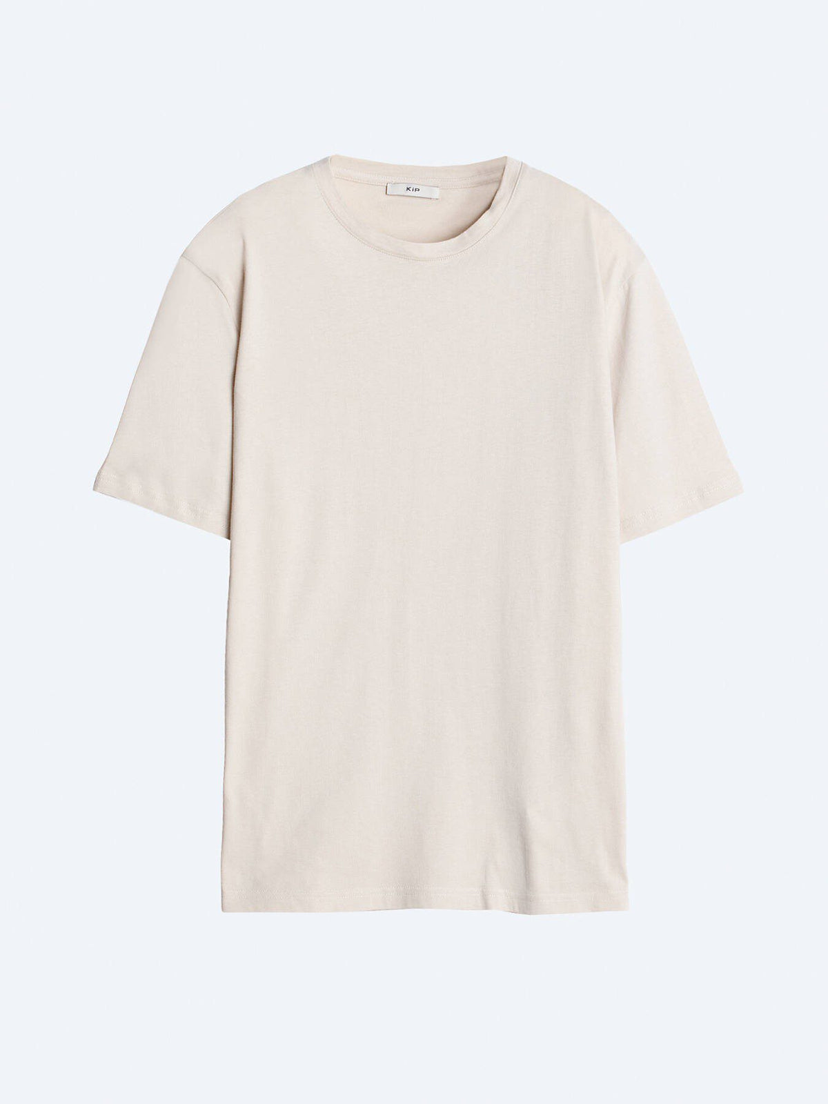 Beige Unifarben Rundhals T-Shirt 100% Baumwolle