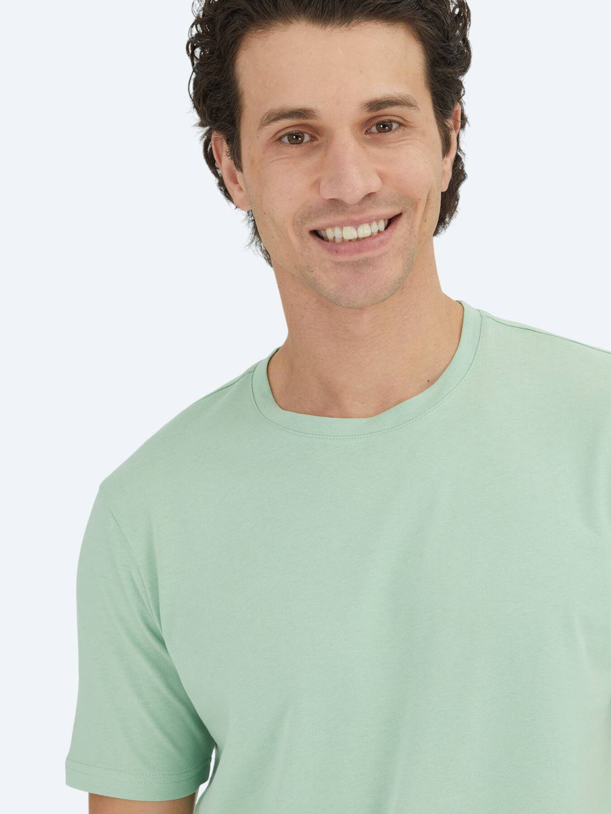 Mint Unifarben Rundhals T-Shirt 100% Baumwolle