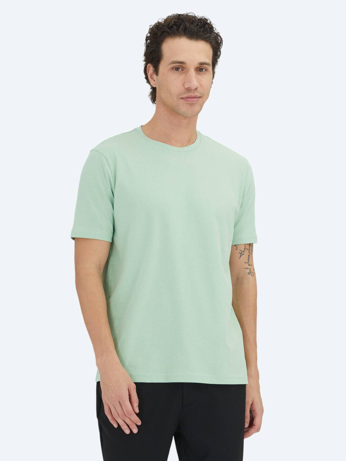 Mint Unifarben Rundhals T-Shirt 100% Baumwolle