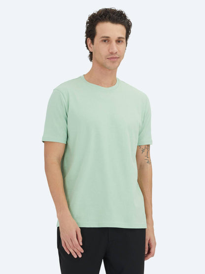 Mint Unifarben Rundhals T-Shirt 100% Baumwolle