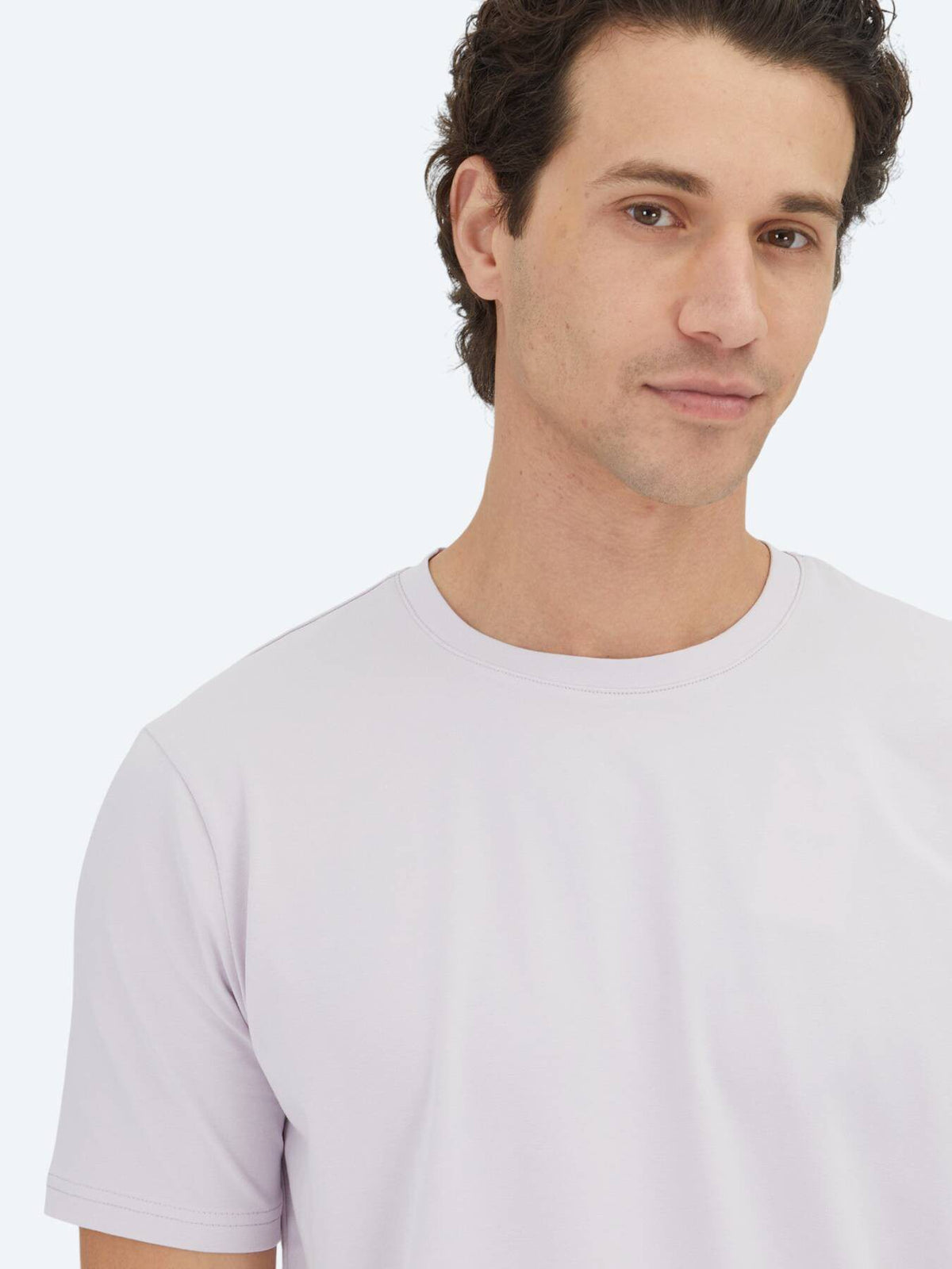 Lila Unifarben Rundhals T-Shirt Baumwolle
