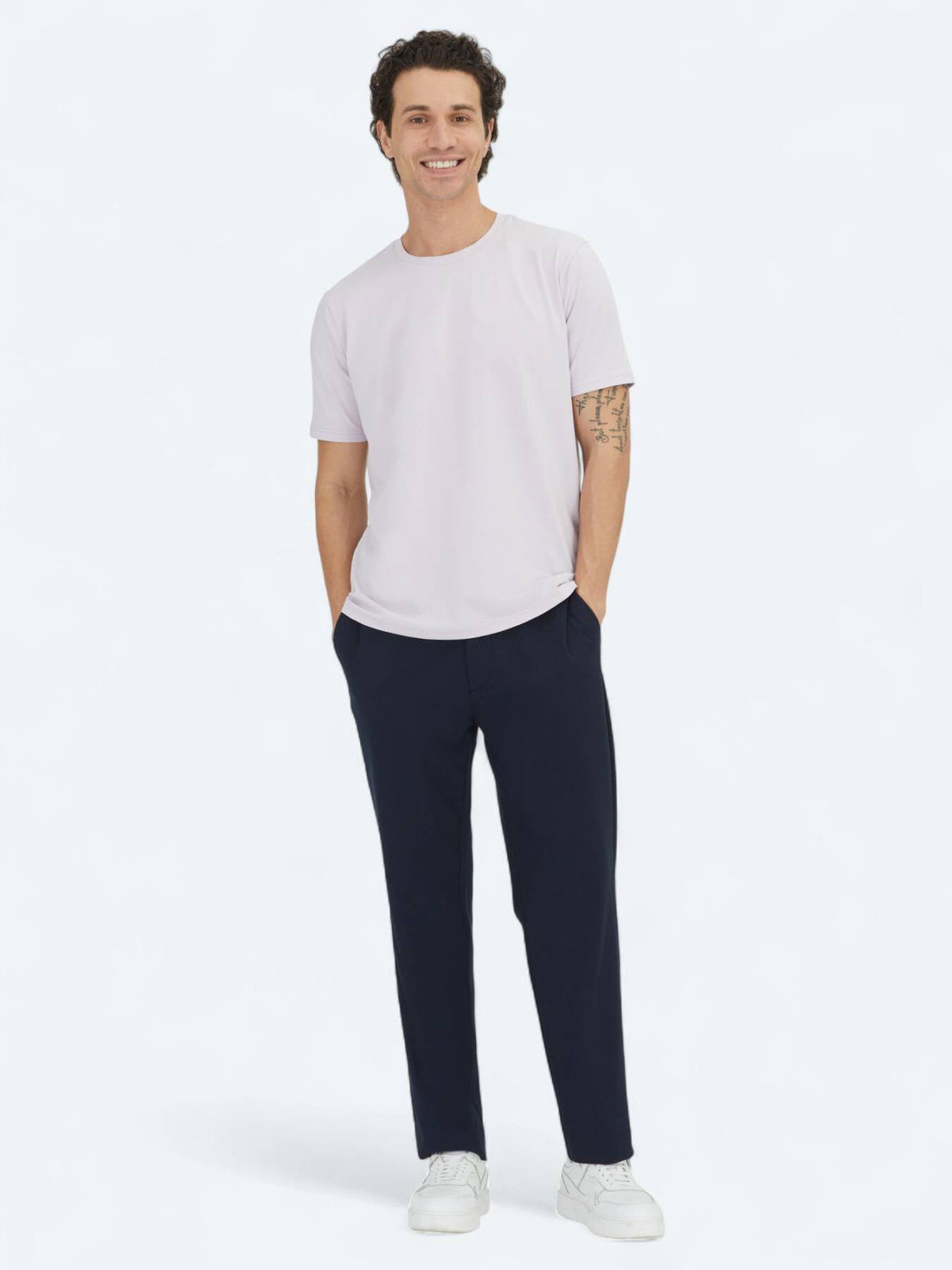 Lila Unifarben Rundhals T-Shirt Baumwolle