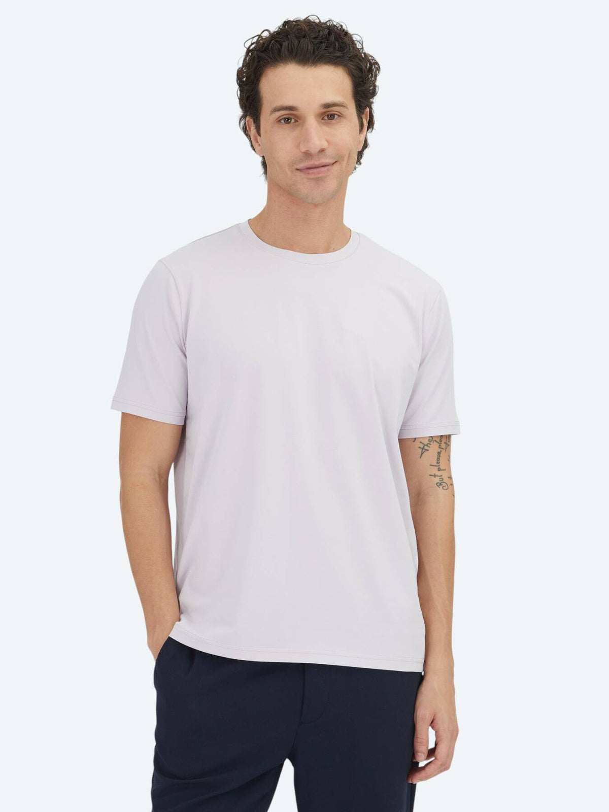 Lila Unifarben Rundhals T-Shirt Baumwolle