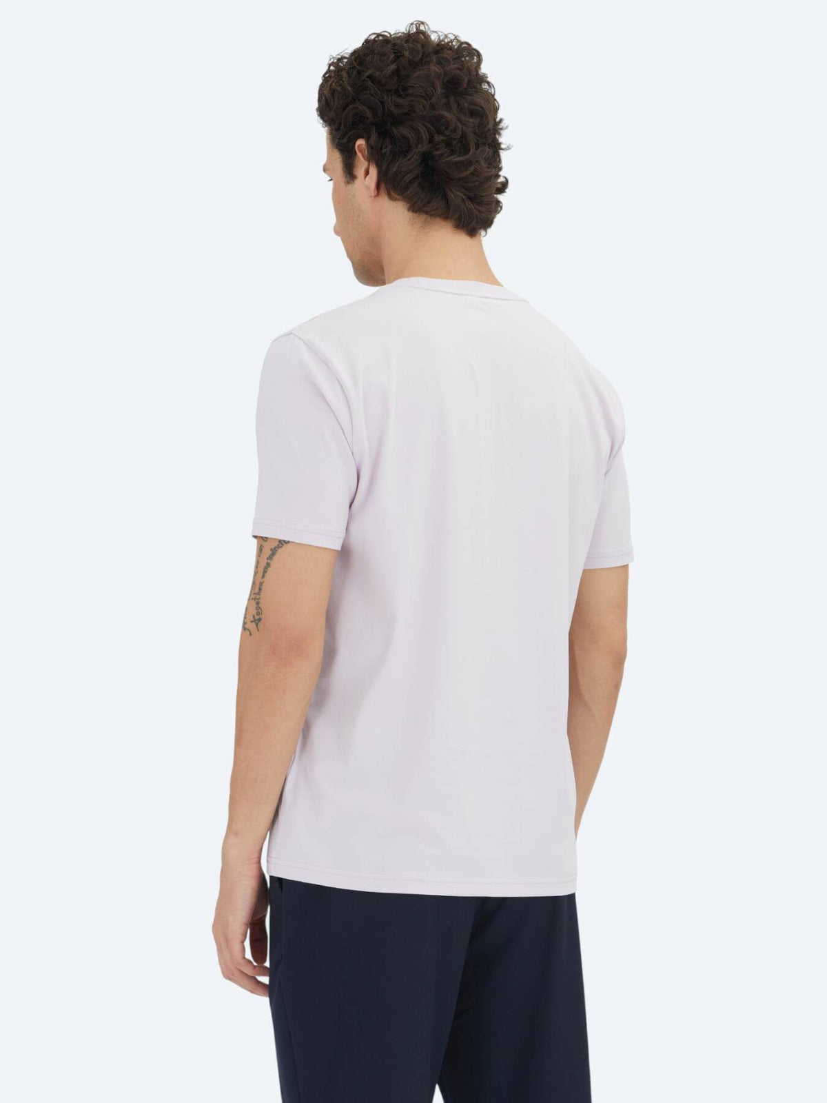Lila Unifarben Rundhals T-Shirt Baumwolle