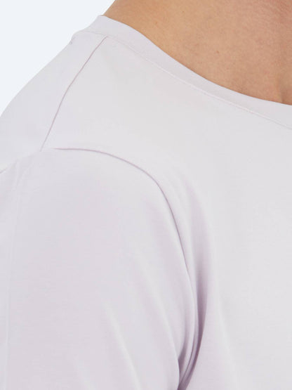 Lila Unifarben Rundhals T-Shirt Baumwolle