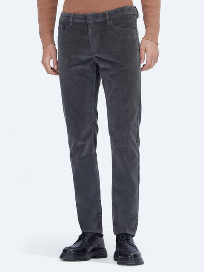 Grau Gewebte Weiche Casual Baumwollhose