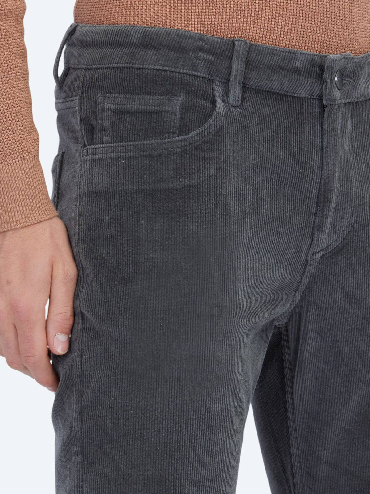 Grau Gewebte Weiche Casual Baumwollhose
