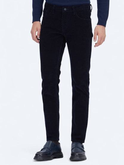 Marineblaue Velours Casual-Hose, Slim Fit