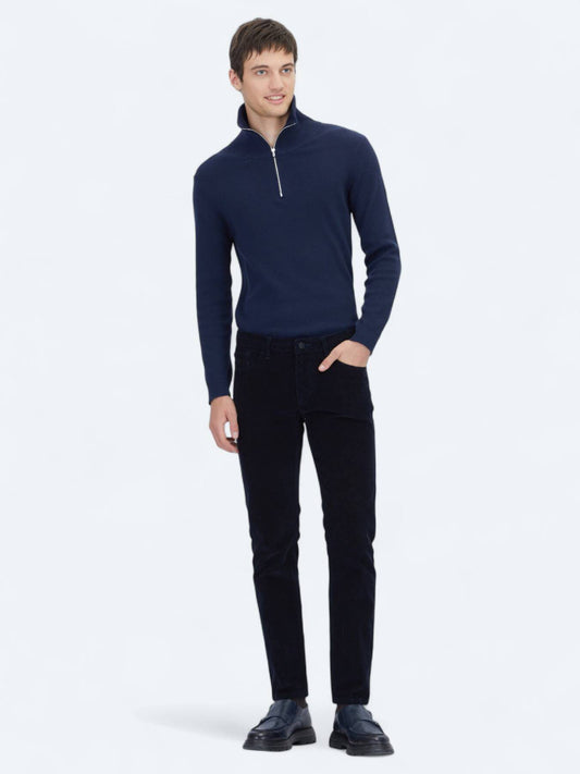 Marineblaue Velours Casual-Hose, Slim Fit