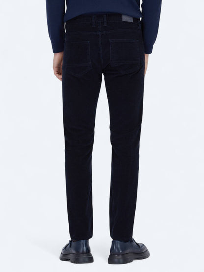 Marineblaue Velours Casual-Hose, Slim Fit