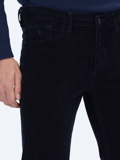 Marineblaue Velours Casual-Hose, Slim Fit
