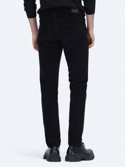 Schwarze Velours Casual Baumwollhose