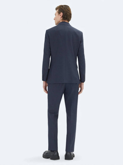 Marineblauer Micro Modern Fit Anzug aus Wollmischung