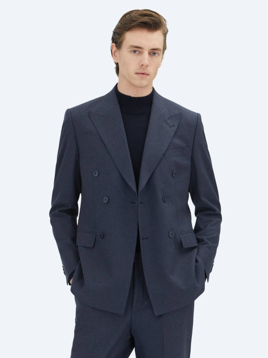 Marineblauer Micro Modern Fit Anzug aus Wollmischung