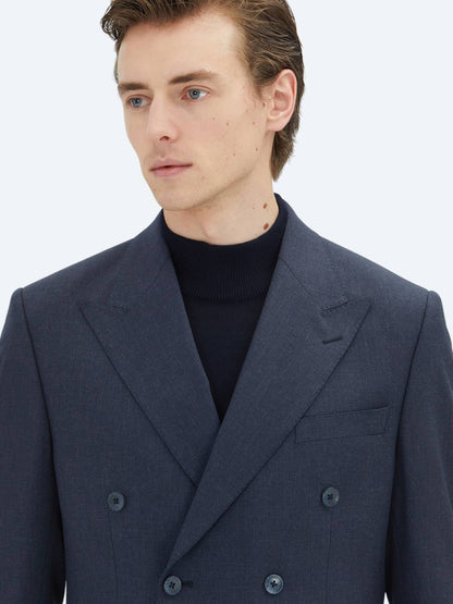 Marineblauer Micro Modern Fit Anzug aus Wollmischung