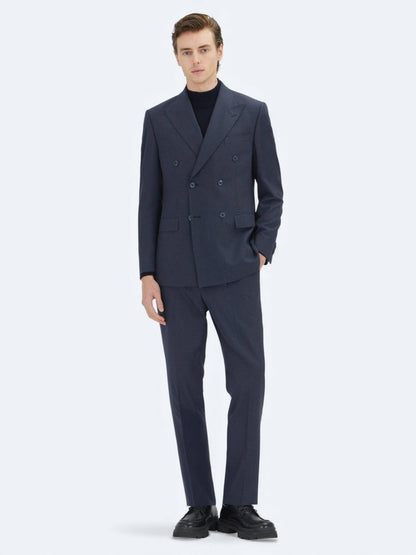 Marineblauer Micro Modern Fit Anzug aus Wollmischung