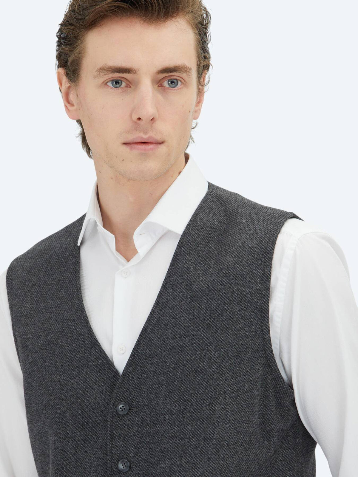 Klassische Weste in Hard Coal Slim Fit mit Schmetterlingskragen